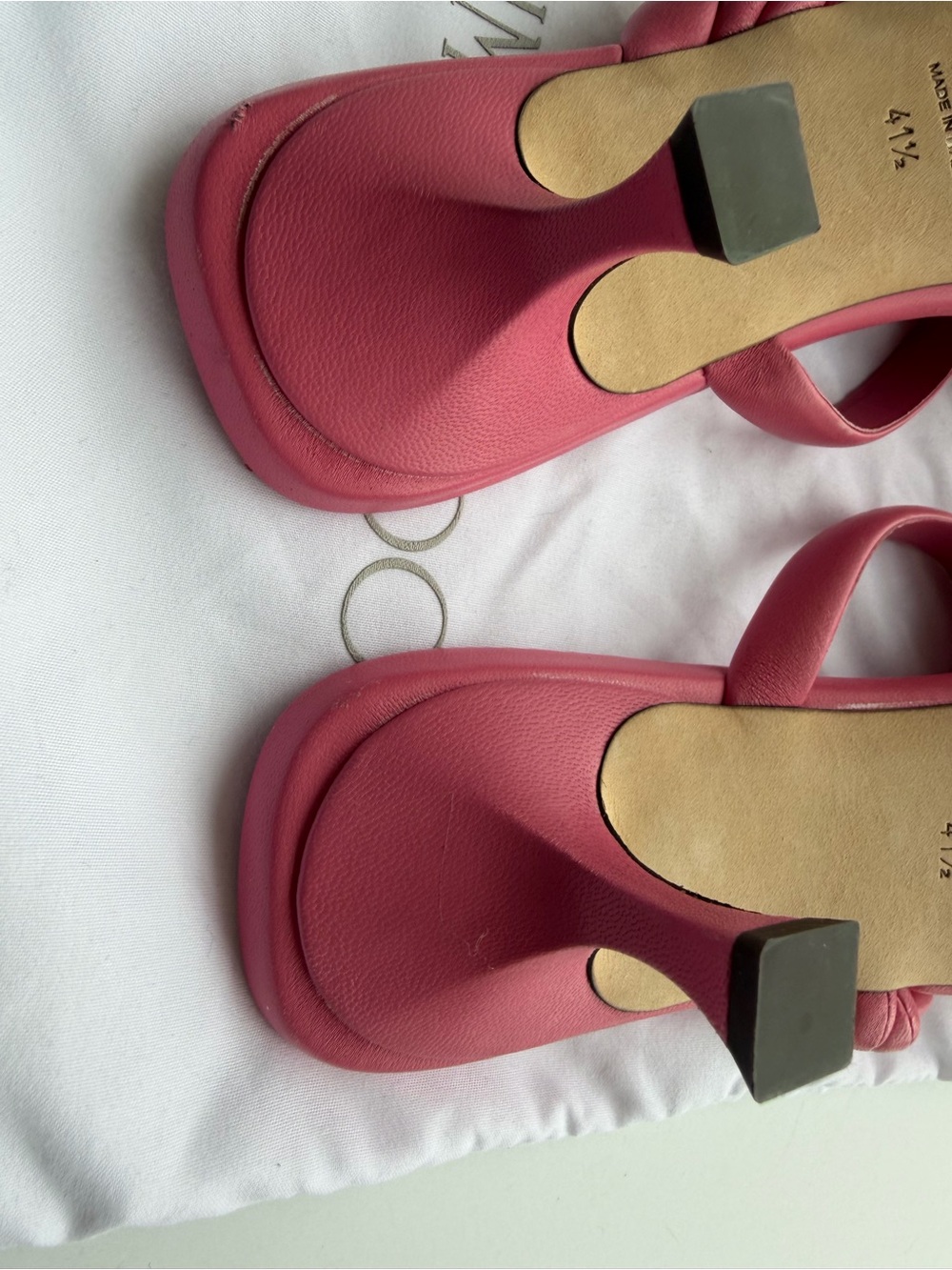 Jimmy Choo Pink Braided Strap Low Block Heel Sandal - new with minor flaws - Picture 7 of 11